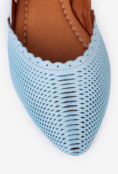 Balerini dama baby blue din piele naturala picture - 7