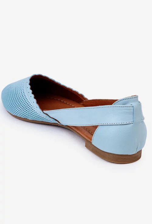 Balerini dama baby blue din piele naturala picture - 4