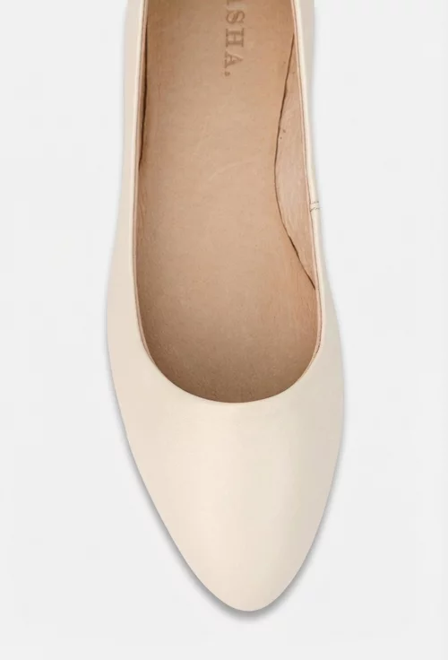 Balerini dama bej deschis din piele naturala