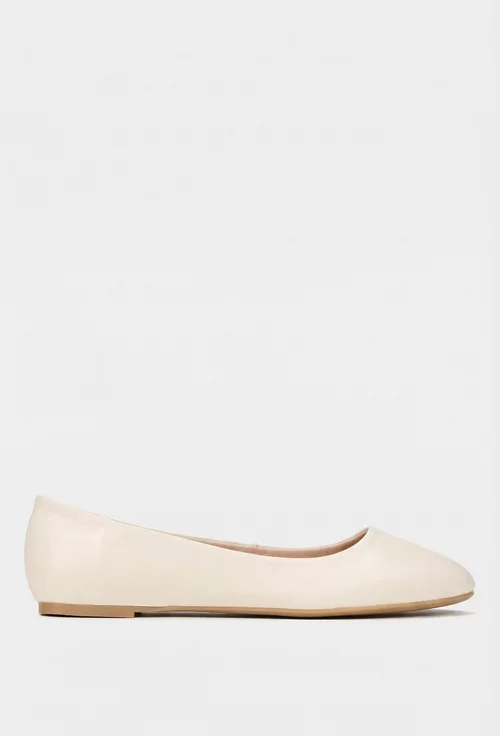 Balerini dama bej deschis din piele naturala