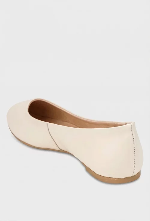 Balerini dama bej deschis din piele naturala