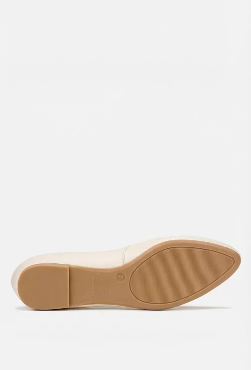 Balerini dama bej deschis din piele naturala