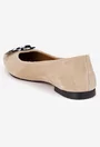 Balerini dama bej din piele intoarsa