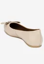 Balerini dama bej din piele naturala cu funda