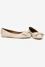 Balerini dama bej din piele naturala cu funda