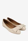 Balerini dama bej din piele naturala cu funda