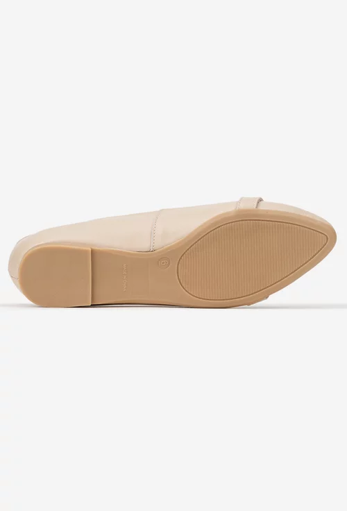 Balerini dama bej din piele naturala cu ornament