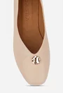 Balerini dama bej din piele naturala cu ornament