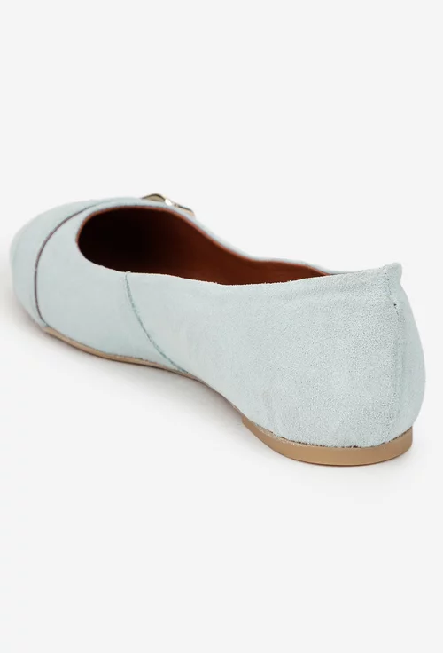 Balerini dama bleu din piele intoarsa cu ornament