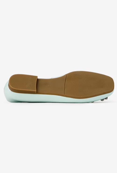 Balerini dama bleu din piele naturala cu ornament picture - 5