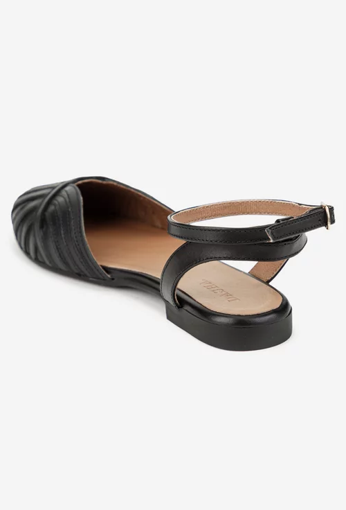 Balerini dama decupati din piele naturala neagra picture - 5
