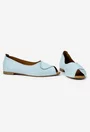 Balerini dama din piele bleu cu model