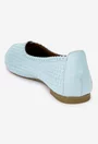 Balerini dama din piele bleu cu model