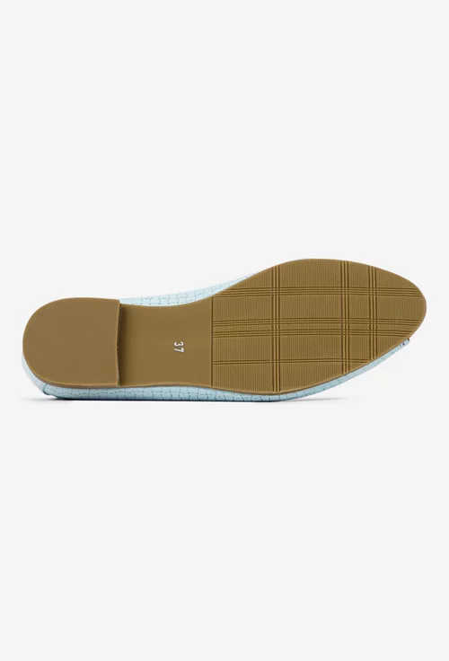 Balerini dama din piele bleu cu model