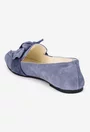 Balerini dama din piele intoarsa bleu cu funda