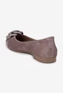 Balerini dama din piele intoarsa taupe cu floare