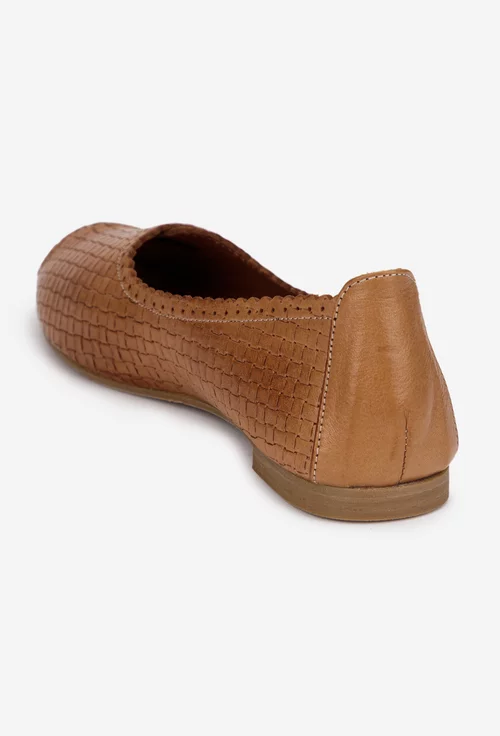 Balerini dama din piele maro cu model