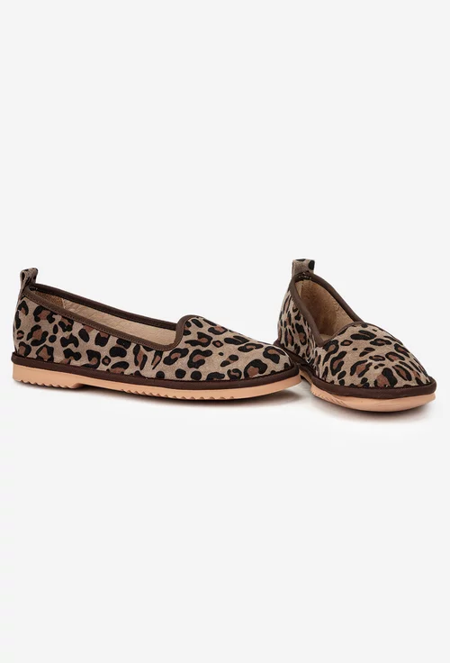 Balerini dama din piele naturala animal print