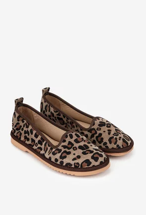 Balerini dama din piele naturala animal print