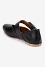 Balerini dama din piele naturala neagra cu bareta