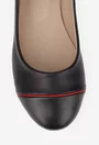 Balerini dama din piele naturala neagra cu detaliu rosu