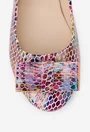 Balerini dama din piele portocalie si multicolora cu funda