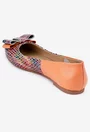Balerini dama din piele portocalie si multicolora cu funda