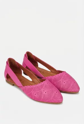 Balerini dama fuchsia din piele naturala