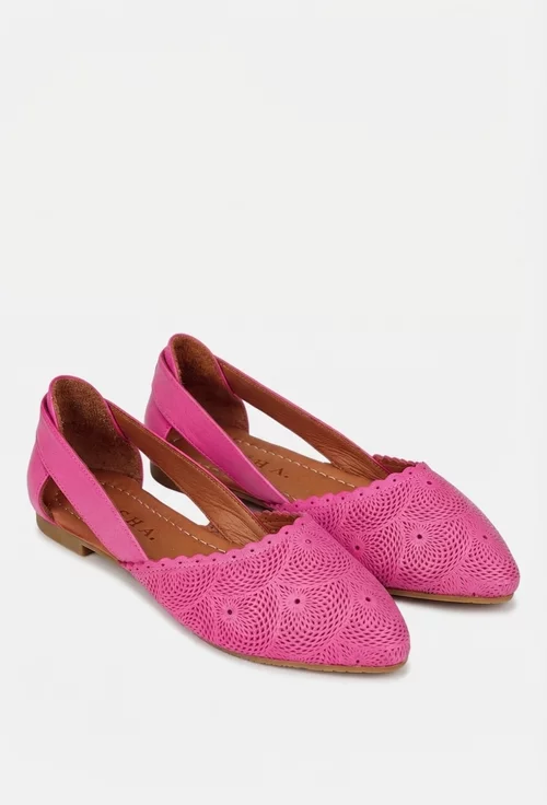 Balerini dama fuchsia din piele naturala