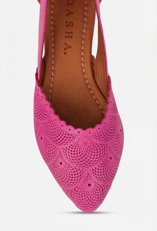Balerini dama fuchsia din piele naturala