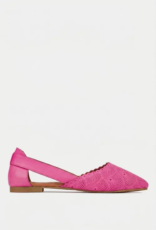 Balerini dama fuchsia din piele naturala