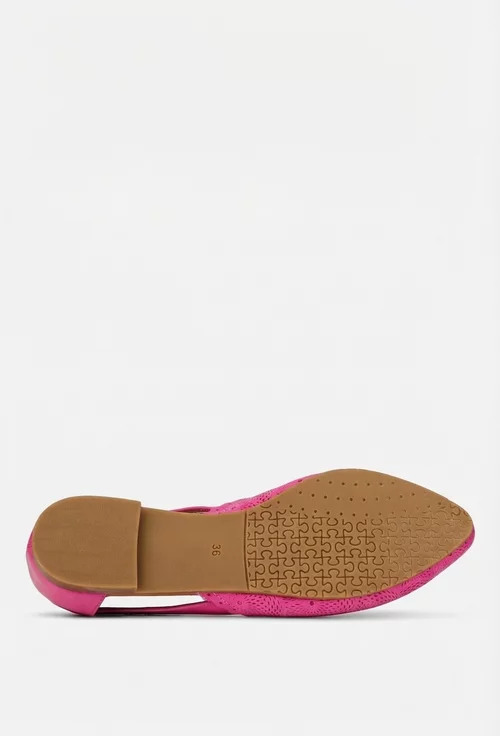 Balerini dama fuchsia din piele naturala