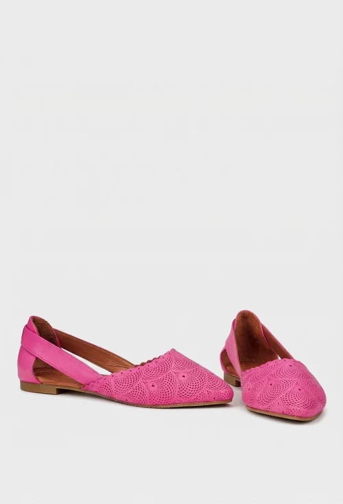 Balerini dama fuchsia din piele naturala