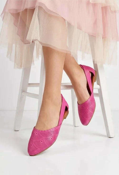 Balerini dama fuchsia din piele naturala