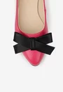 Balerini dama fuchsia din piele texturata cu funda neagra