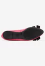 Balerini dama fuchsia din piele texturata cu funda neagra