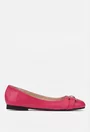 Balerini dama fuchsia din piele texturata cu ornament
