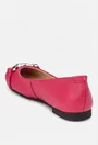 Balerini dama fuchsia din piele texturata cu ornament