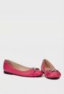 Balerini dama fuchsia din piele texturata cu ornament
