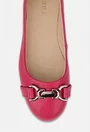 Balerini dama fuchsia din piele texturata cu ornament
