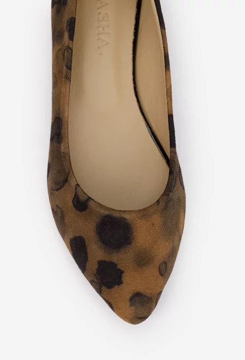 Balerini dama maro cu negru din piele naturala intoarsa