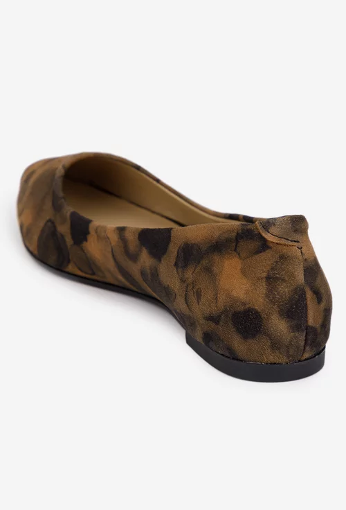 Balerini dama maro cu negru din piele naturala intoarsa