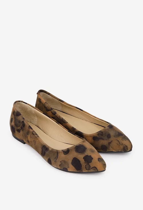 Balerini dama maro cu negru din piele naturala intoarsa