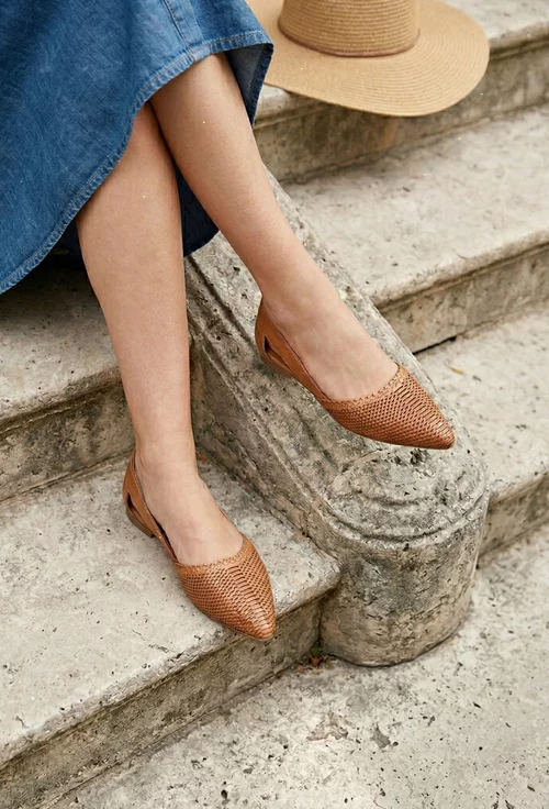 Balerini dama maro din piele naturala