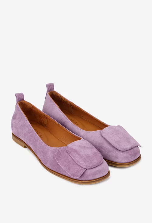 Balerini dama mov din piele intoarsa