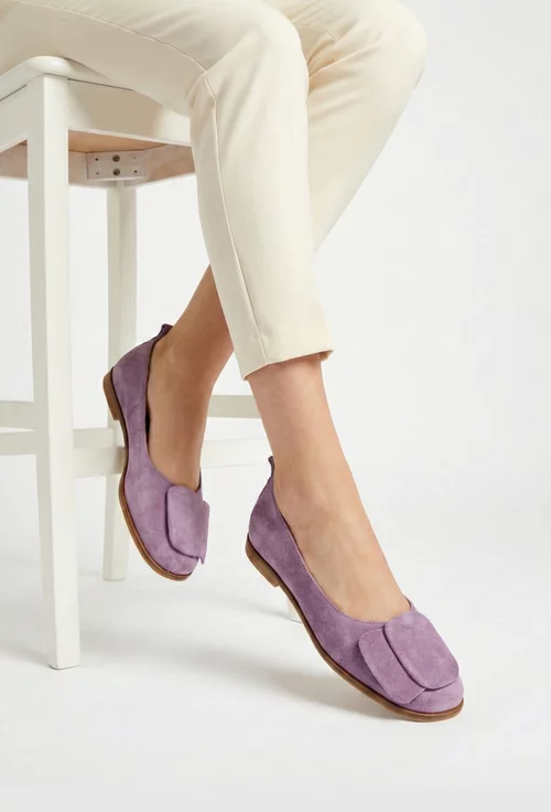 Balerini dama mov din piele intoarsa