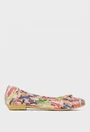 Balerini dama multicolori din piele cu funda