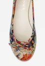 Balerini dama multicolori din piele cu model floral si funda