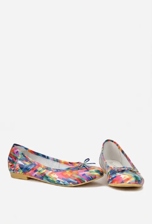 Balerini dama multicolori din piele naturala