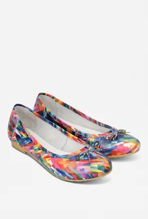 Balerini dama multicolori din piele naturala